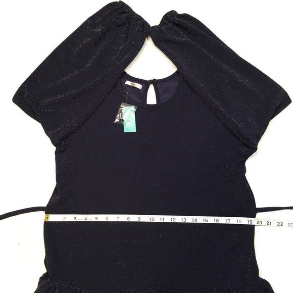 NWT Maurices M Metallic Tiered Long Sleeve‎ Skater Dress Navy Blue Sparkle Party - Picture 14 of 14